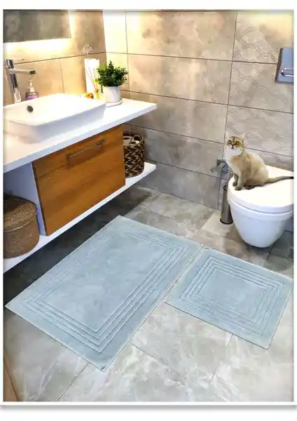 Cotton Crafty %100 Pamuk Dokuma Banyo Paspas Seti: Çevre Dostu ve Estetik Tasarım