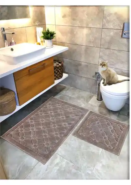 Cotton Crafty %100 Pamuk Dokuma Banyo Paspas Seti: Doğal ve Estetik Banyo Aksesuarı