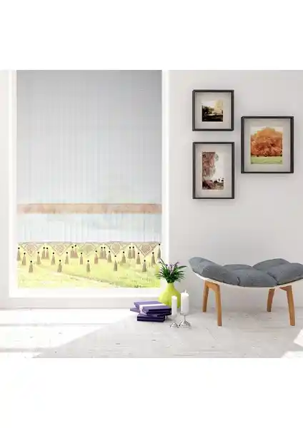 Cotton Studio Pamuklu Ara Güpürlü Natural Çizgili Tül Perde: Modern ve Otantik Ev Dekorasyonu İçin Ideal