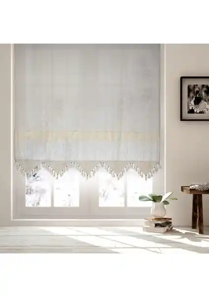 Cotton Studio Pamuklu Ara Güpürlü Natural Tül Perde: Şık ve Dayanıklı Ev Dekorasyonu İçin