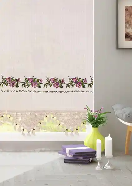 Cotton Studio Pamuklu Lila Kanaviçeli Buldan Işi Otantik Perde Ev Dekorasyonuna Zarafet Katıyor