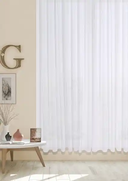 Cotton Studio Taç Keten 1/2 Seyrek Pile Tül Perde Modern ve Şık Dekorasyon Seçeneği