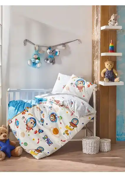 Cottonbox Uzay Oyunu Mavi Bebek Nevresim Takımı: Sağlıklı ve Estetik Uyku İçin Ideal