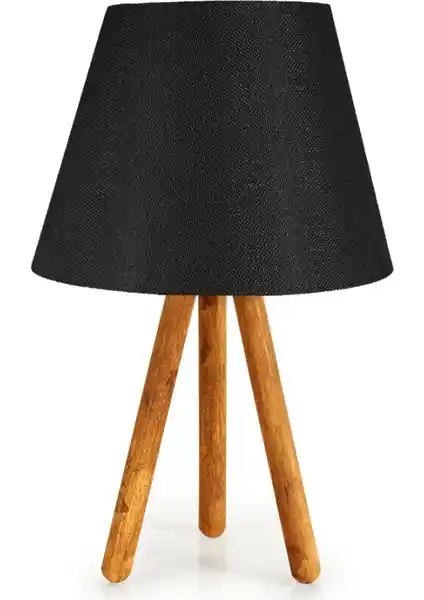 D-Light Tripod Masa Lambası Siyah: Modern ve Şık Ahşap Tasarım İle Fonksiyonel Aydınlatma
