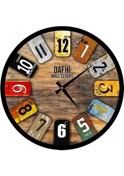 Dafhi Ahşap Dekoratif Duvar Saati 45x45 Modern Tasarım ve Sessiz Çalışma Özelliğiyle