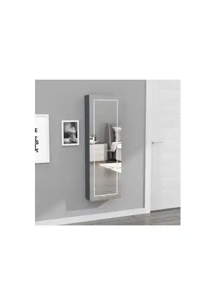 Decobox Paris LED Aydınlatmalı Boy Aynalı Takı Dolabı Beyaz Modern Tasarım