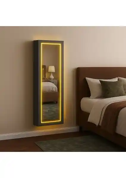 Decobox Paris LED Aydınlatmalı Boy Aynalı Takı Dolabı Modern ve Şık Tasarım