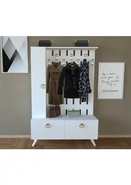 Decomech Mobilya Loni Portmanto Beyaz: Modern ve Fonksiyonel Depolama Çözümü