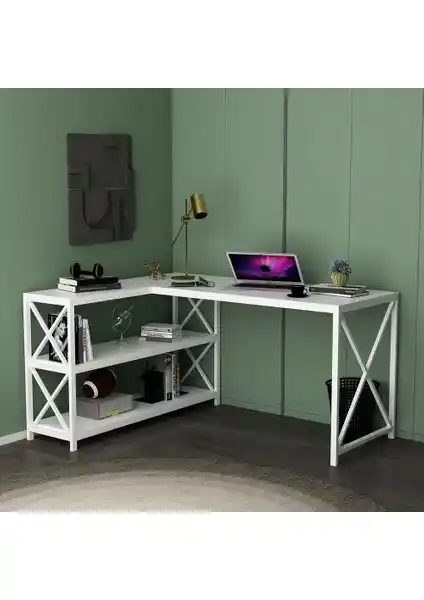 Deconode Flexy L Beyaz Çalışma Masası Modern Ofis ve Çalışma Alanları İçin Tasarlanmış Çok Amaçlı Çözüm