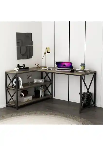 Deconode Flexy L Çalışma Masası Kahverengi: Modern ve Fonksiyonel Ofis Mobilyası