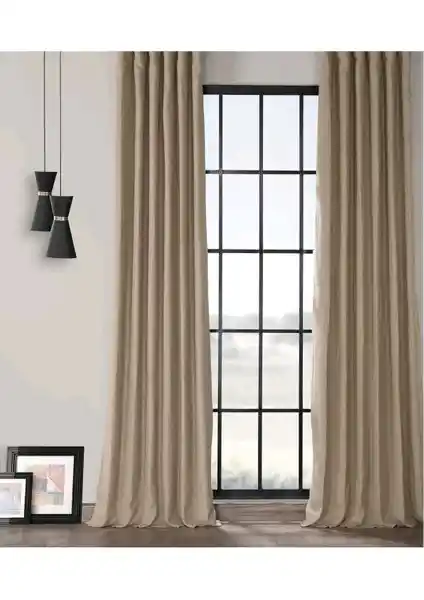 Decoperde Blackout Güneşlik Perde Bej Renkli, Pilesiz ve Kolay Kullanım Özelliğiyle