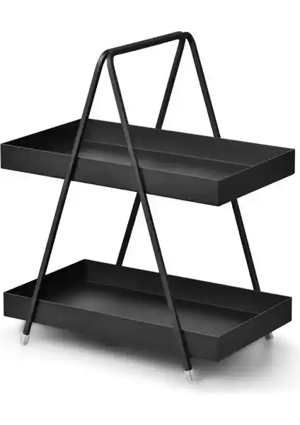 Decorelax Siyah Metal 2 Katlı Raf Modern ve Fonksiyonel Depolama Çözümü