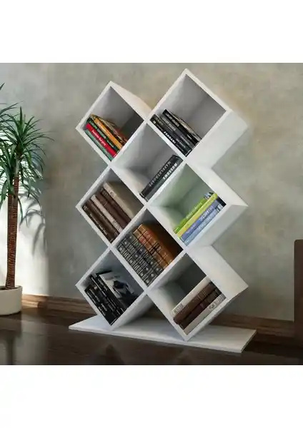 Decorotika Kumsal Kitaplık Beyaz Modern ve Şık Depolama Çözümü 90 cm genişlikte