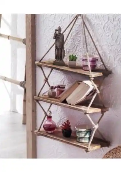 Defa Ahşap Duvar Rafı 51 cm genişliğinde doğal tasarım ve kolay montaj imkanıyla