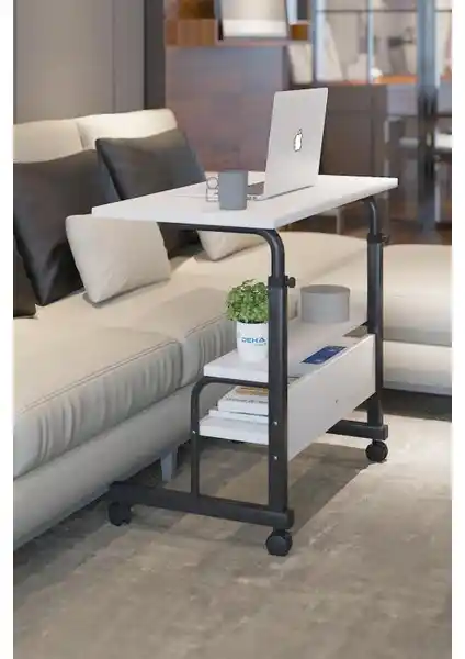 Dehalimited 80X40 Yükseklik Ayarlı Tekerlekli Çalışma Masası ve Çok Fonksiyonlu Kullanım