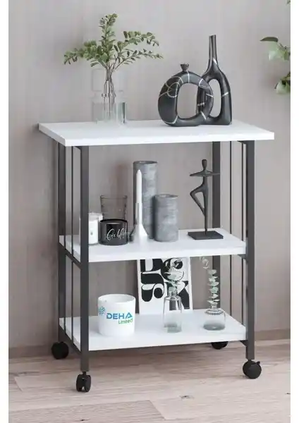 Dehalimited Tekerlekli Üç Raflı Mutfak Bangosu: Modern ve Çok Amaçlı Mobilya Çözümü