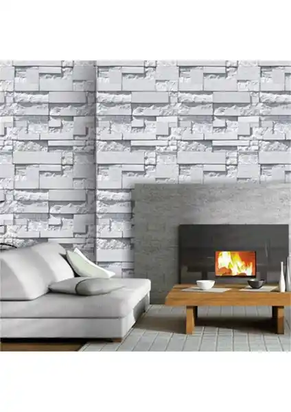 Dekoni̇L Gri Taş Desenli Duvar Kağıdı - Modern ve Şık İç Mekan Dekorasyonu İçin
