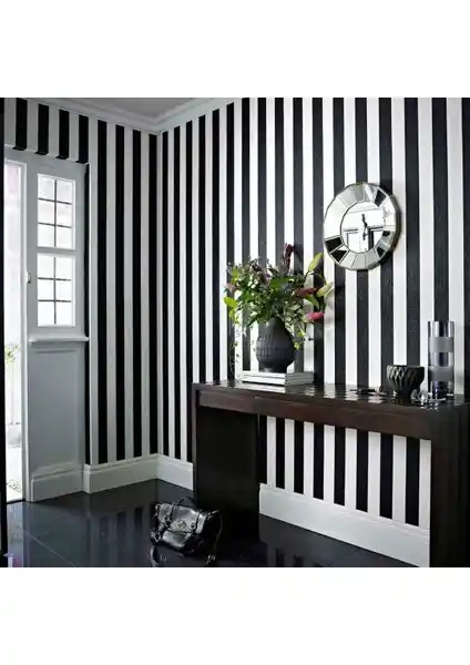 Dekonil Siyah Şeritli Duvar Kağıdı 7950-D Modern ve Dayanıklı İç Mekan Dekorasyon Seçeneği