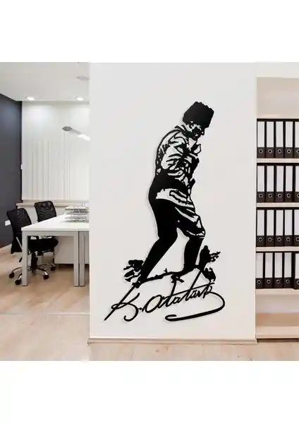 Dekoratif Metal Atatürk Kocatepe İmza Tablosu Modern Ev ve Ofis Dekoru İçin
