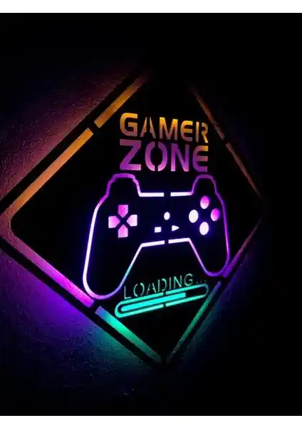 Dekoraven Gamer Zone LED Işıklı Tablo Modern ve Şık Oyun ve Dekorasyon Aksesuarı