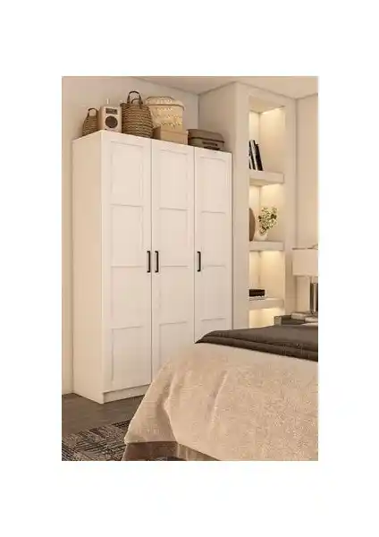 Dekorex MNT-311-BEYAZ Modern Üç Kapaklı Gardırop ile Evinizi Şık ve Fonksiyonel Hale Getirin
