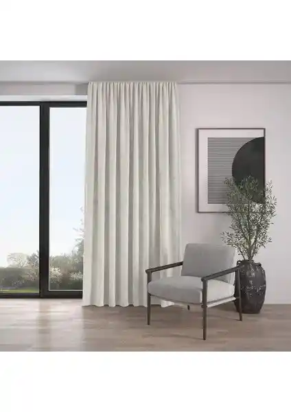 Demor Home Kadife Dokulu Ekstrafor Büzgülü Fon Perde Yüksek Kalite ve Şık Tasarım