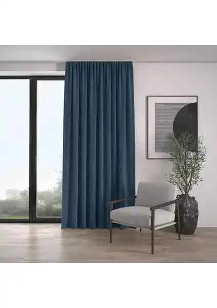 Demor Home Kadife Dokulu Ekstrafor Büzgülü Güvercin Mavisi Fon Perde Özellikleri ve Kullanım Avantajları