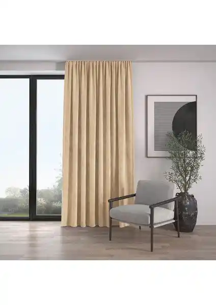 Demor Home Kadife Dokulu Ekstrafor Büzgülü Kum Beji Perde Özellikleri ve Kullanım Avantajları