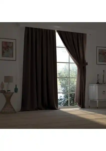 Demor Home Yüksek Kalite Koyu Kahve Blackout Perde Modern ve Fonksiyonel Tasarım