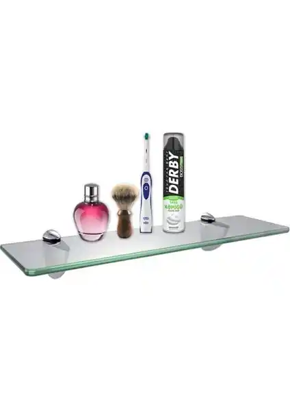 Depolife Tekli Cam Raf Seti 45cm x 12cm Modern ve Şık Depolama Çözümü