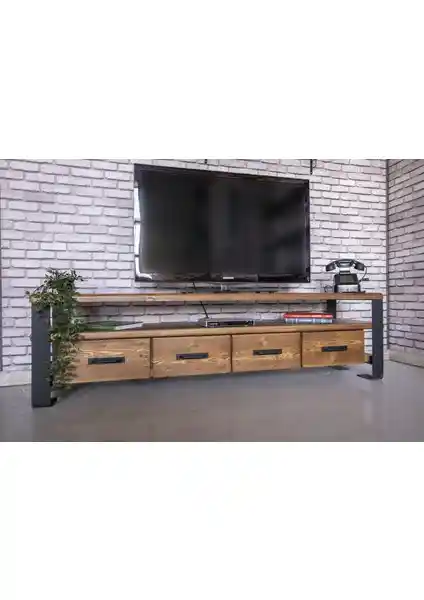 Deryawood Masif Ahşap Çekmeceli TV Ünitesi: Dayanıklılık ve Estetiğin Mükemmel Buluşması