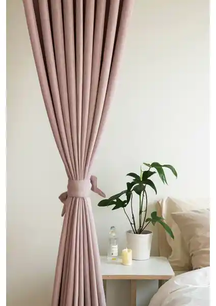 Devor Kadife Görünümlü Kalın Fon Perde Pudra: Şık ve Fonksiyonel İç Mekan Dekorasyonu