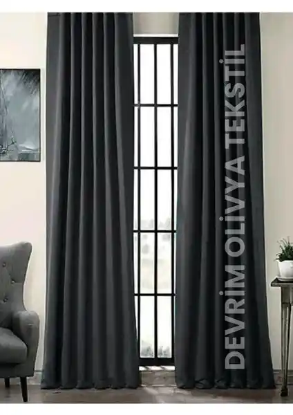 Devrim Olivya Tekstil Antrasit Blackout Fon Perde Modern ve Şık Tasarımıyla Ev ve Ofis Dekorasyonuna Uyum Sağlar