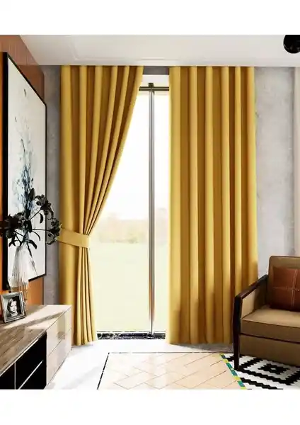 Dibace Blackout Fon Perde Hardal Renk Seçeneği ile Modern ve İşlevsel Çözüm