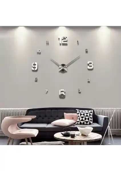 Dıy Clock Büyük Boy 3D Dekoratif Duvar Saati Modern Tasarım ve Dayanıklılık