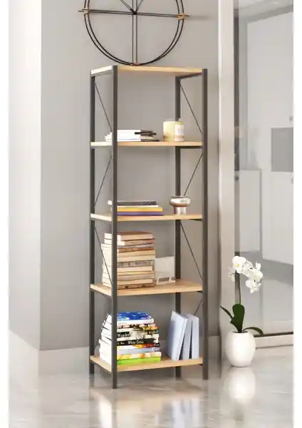 Dizayn Motion 5 Raf 150cm Dar Dekoratif Kitaplık: Estetik ve İşlevselliğin Buluşması