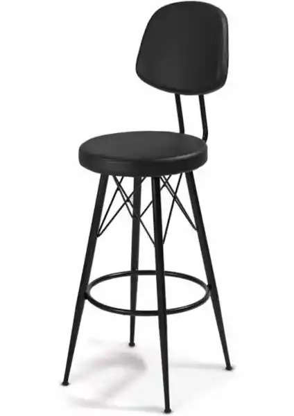 Dolce Metal ve Deri Malzemeleriyle Modern Siyah Bar ve Mutfak Sandalyesi 75 cm Oturma Yüksekliği