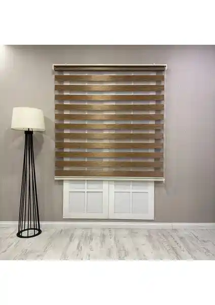 Donatti Bambu Zebra Stor Güneşlik Perde Kahverengi Modern ve Dayanıklı İç Mekan Dekoru