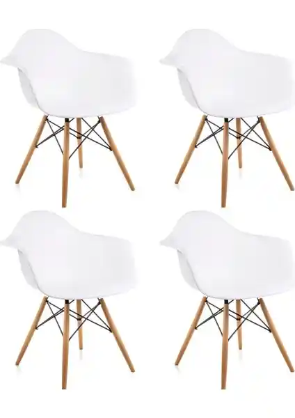 Dorcia Home Kolçaklı Beyaz Eames Sandalye Modern Tasarım ve Dayanıklılık ile Çok Yönlü Kullanım