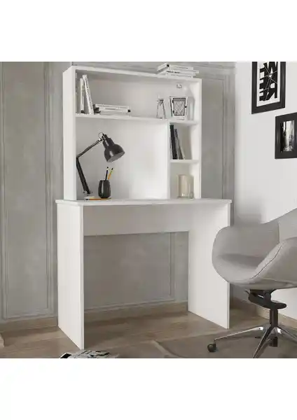 Dorpek Harris Raflı Arka Panelli Çalışma Masası: Modern ve Fonksiyonel Ofis Mobilyası