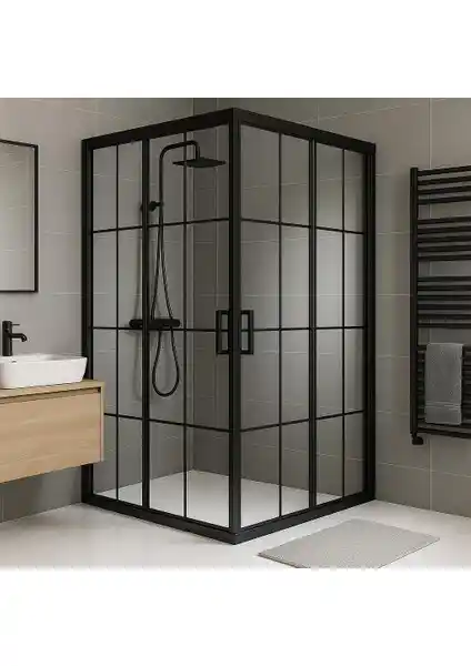 Durul Duşakabin Kare Siyah Çizgi 5mm H:190 Modern ve Şık Banyo Çözümü