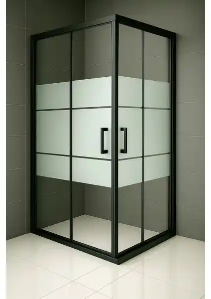 Durul Duşakabin Kare Siyah Kumlama Box Desen 5mm Yükseklik 190cm Modern Tasarım