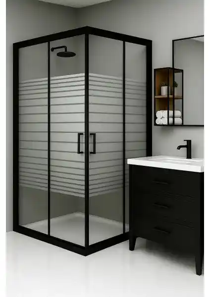 Durul Duşakabin Kare Siyah Profil 5mm Temper Cam Modern ve Şık Banyo Çözümü