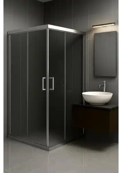 Durul Füme Temper Cam Duşakabin Modern ve Dayanıklı Kare Krom Profil Tasarımıyla