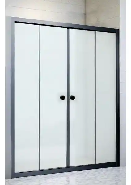 Durul Siyah Buzlu Cam Duşakabin 180cm Yükseklik 115cm Genişlik Modern Tasarım