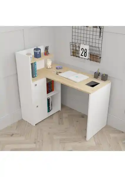 Durusilya Mobilya L Şekilli Çalışma Masası Modern Tasarım ve Geniş Depolama Alanıyla