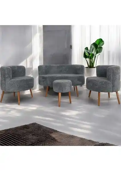 EDAM Gri Teddy Kumaş Çay Seti: Modern ve Dayanıklı Oturma Grubu Seçenekleri