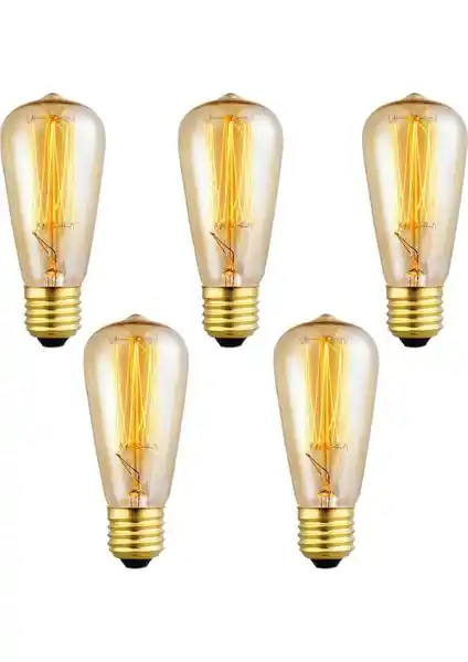 Edison Flemanlı Rustik Dekoratif Ampuller 40 Watt E27 5'li Set ile Mekanlarınıza Vintage Atmosfer Katın