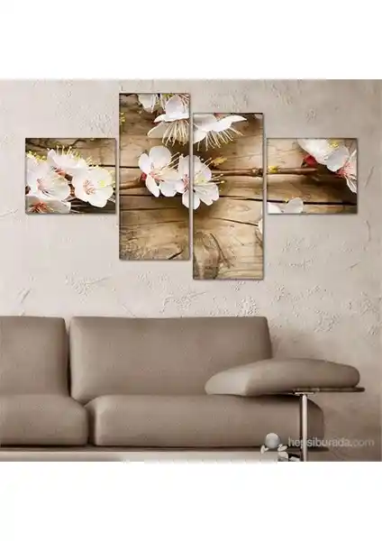 Eg-17 4 Parçalı Asimetrik Modern Çiçek Temalı Duvar Tablosu Şıklık ve Dayanıklılık
