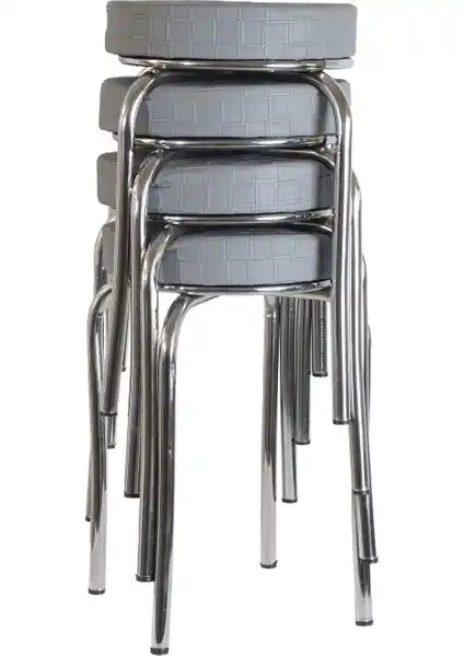 Ekip Metal Gri Deri Tabure: Modern ve Dayanıklı Oturma Çözümü